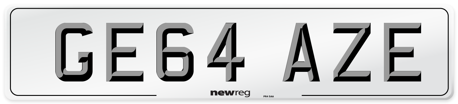 GE64 AZE Number Plate from New Reg